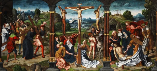 Altaarschilderij met calvariescène